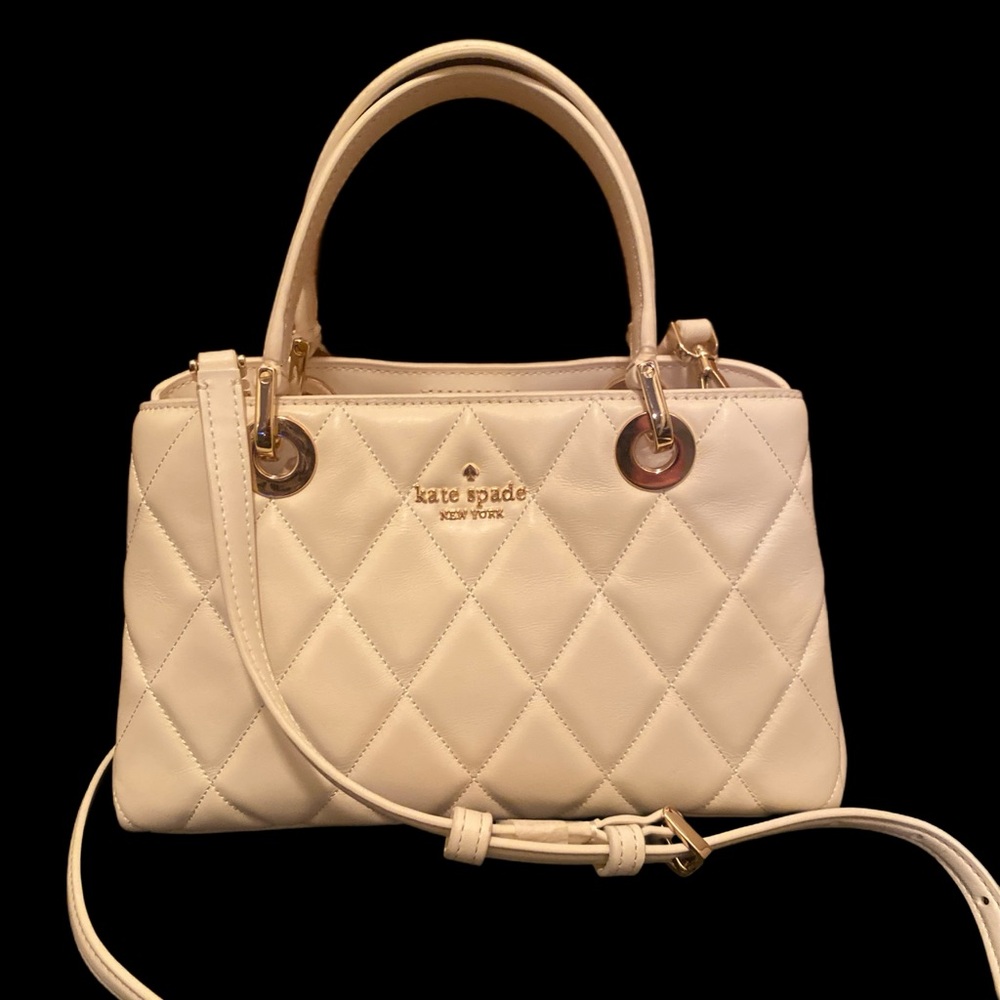 Kate Spade Leather Cream Quilted Mini tote/crossbody with Gold Accents